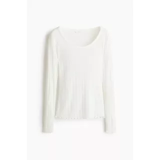 H&M(เอชแอนด์เอ็ม) เสื้อท็อปผ้าจุดพอยท์เทลล์ Women Pointelle jersey top 1324031_1