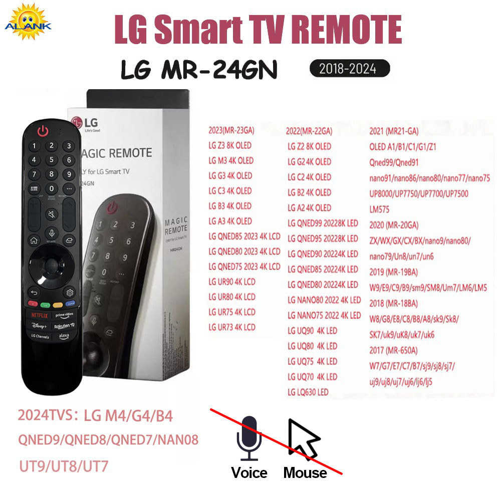ALANK Magic Remote รีโมททีวี Only LG Smart TV รีโมท 4K UHD (ไม่ใช้เมาส์ด้วยเสียงพูด)RM24GN for 2018-2024