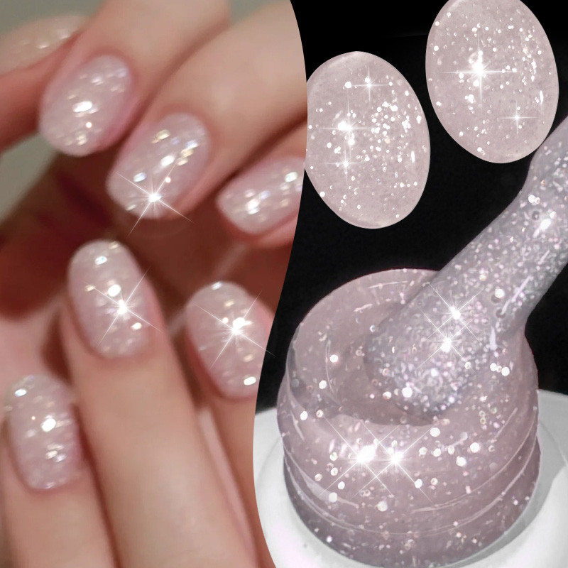 BORN PRETTY 10ml สีชมพู Glitter เล็บเจลสะท้อนแสง Glitter Sparking เล็บกึ่งถาวร UV GEL ฤดูร้อนสีเคลือบเงา