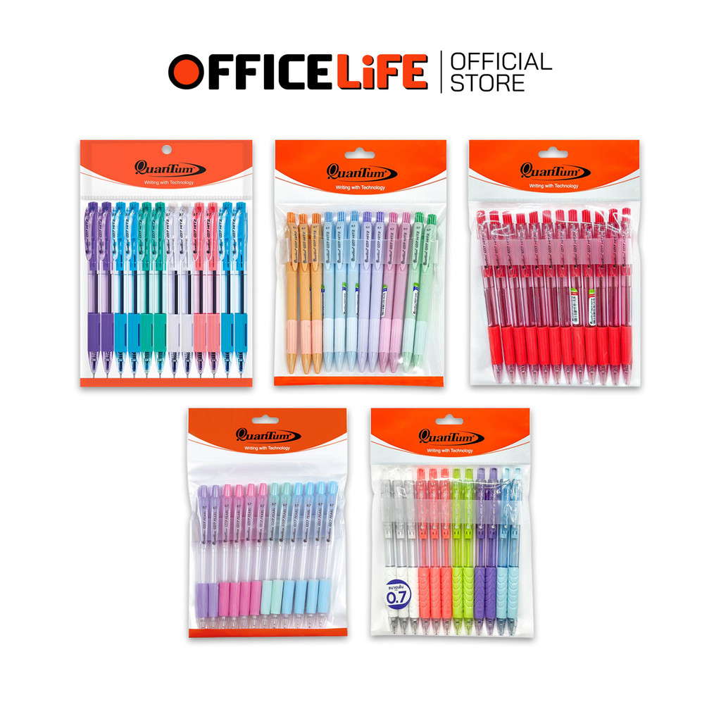 Quantum (ควอนตัม) ปากกาลูกลื่น ปากกาแพ็ค ขนาด 0.7 mm. รุ่น Hitz / Pearl / X-TREME สีน้ำเงิน / สีแดง 