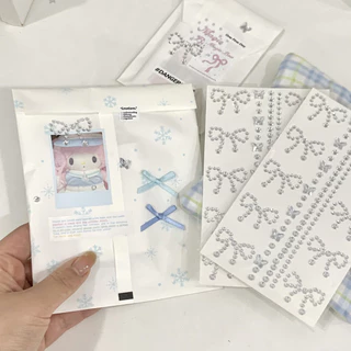 Ins Bowknot Crystal Sticker สติ๊กเกอร์สมุดภาพ DIY บรรจุภัณฑ์ของขวัญ