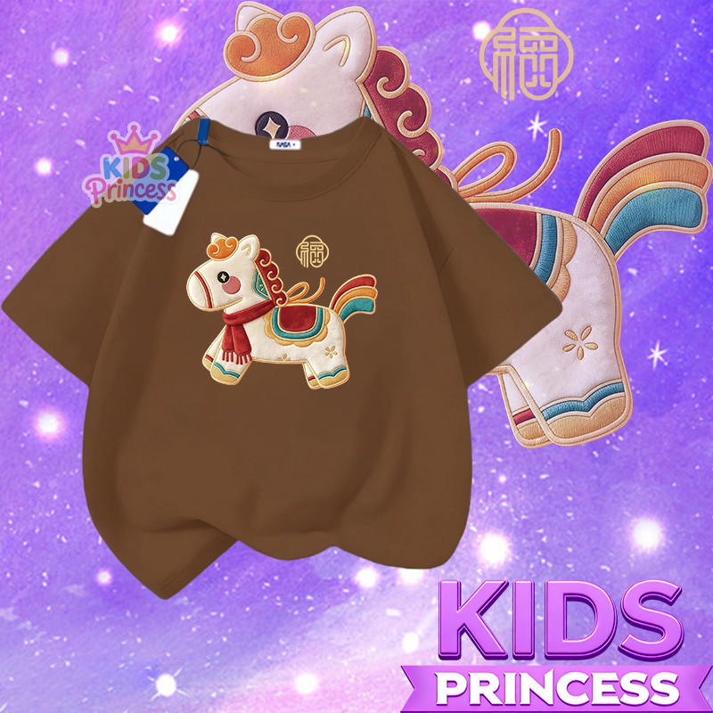 (จัดส่งตลอด 24 ชั่วโมง) 2026 เสื้อยืด เสื้อยืดคริสต์มาสเด็กแขนสั้น สีแดงน่ารัก เสื้อยืดสีแดง kids Happy New Year N262 - รูปที่ 3