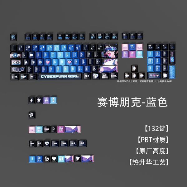keycap คีย์แคป คีย์แคปไทย โรงงาน Cyberpunk Top Sublimation Four-Sided Transparent PBT Material MDA ค