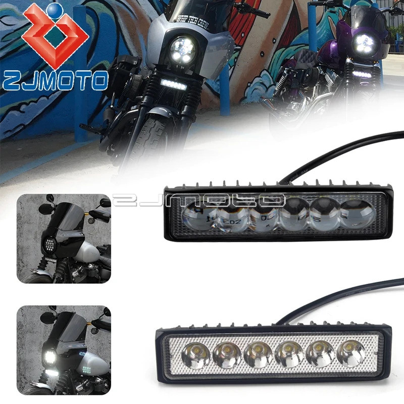 ZJ 6 "เสริม Spotlight Spot Beam LED Fog Light Bar สําหรับ Harley Sportster Dyna Softail Honda Suzuki