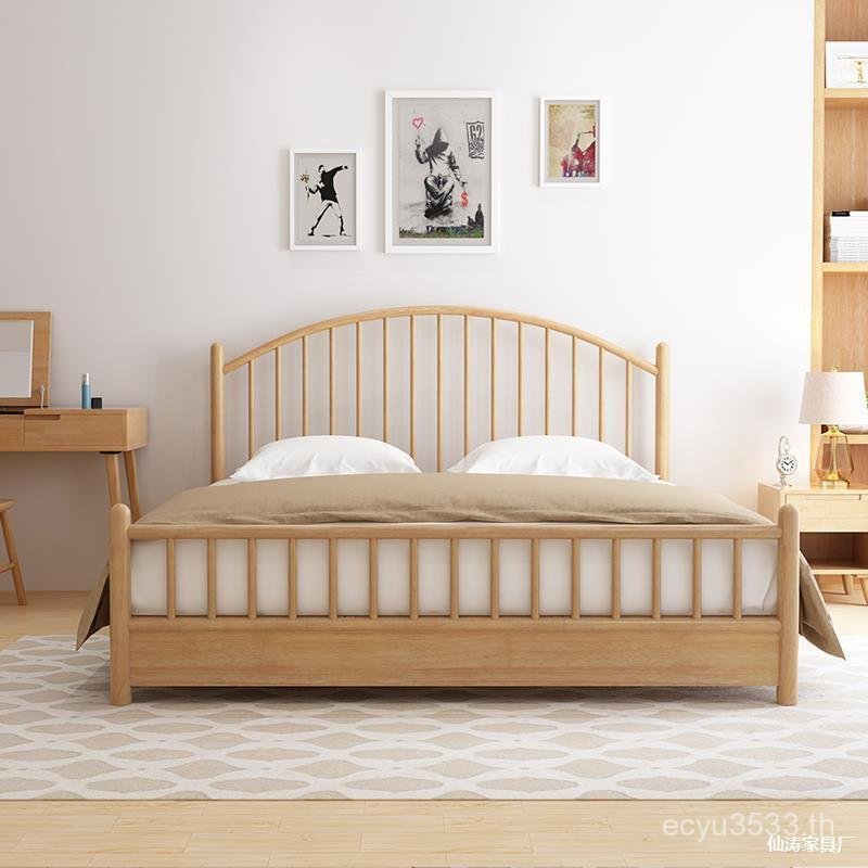 โมเดิร์น1.5เมตรสไตล์Solid Oak Nordicไม้เตียงSastoralเตียงคู่1.8m1.8mเตียงไม้YJDV