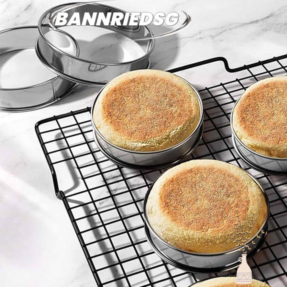 BANNRIEDSG989YR วงกลมอบ,แหวนมัฟฟินสแตนเลสแบบม้วนคู่,แม่พิมพ์คุกกี้ 10 ซม.8 ซม.แหวนทําอาหาร Brioche แม่พิมพ์บิสกิตขนม