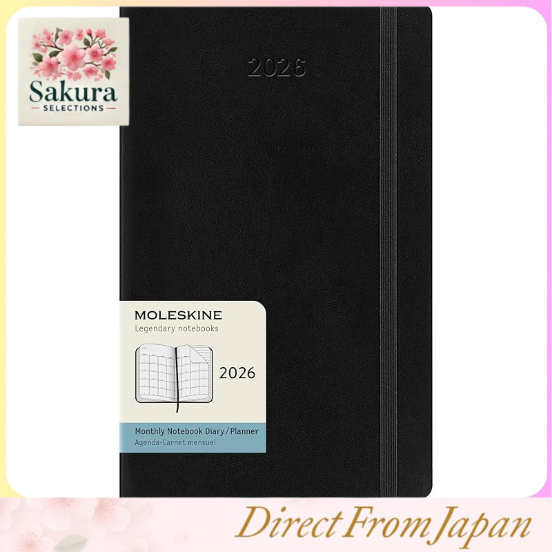 Moleskine Planner 2026 January Start 12 Months Monthly Diary Large Size (13cm x 21cm) Soft Cover Bla
