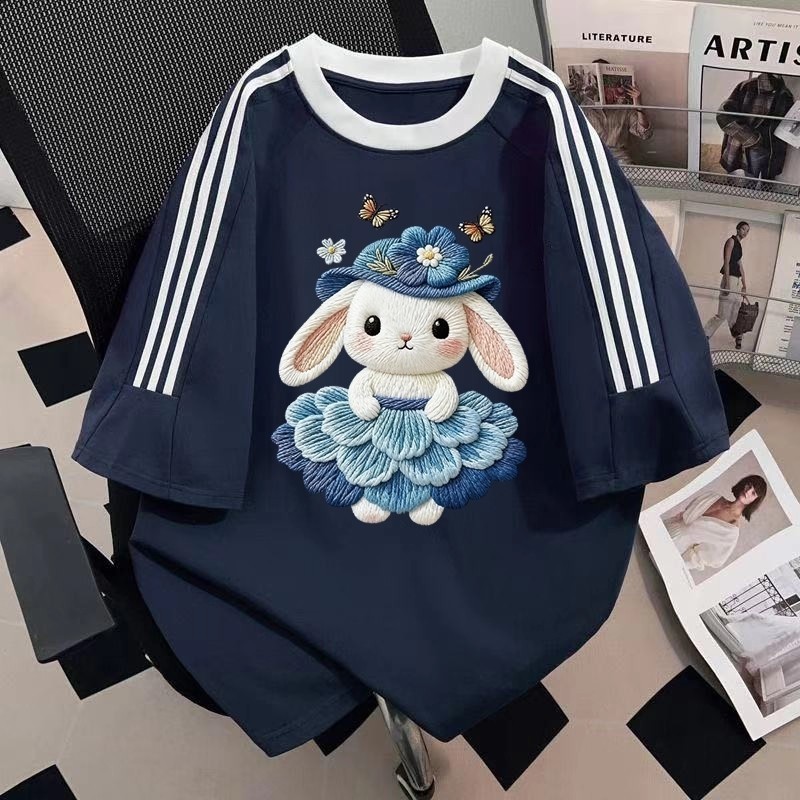 🌷Su.Tee🌷เสื้อแฟชั่น ใส่สบาย เสื้อยืดแขนสั้น ลาย เสื้อ"Floral Dress Rabbit" ผ้านิ่ม OVERSIZE แฟชั่น ผ้าฝ้าย 100%