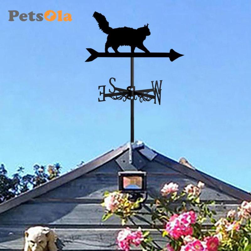 [Koolsoo2] Cat Metal Weathervane Retro Roof Mount Weather Vane, Wind Vane, Wind Vane, ทิศทางลม