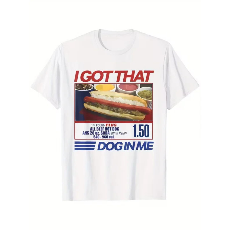 Men's Vintage I Got That Dog in Me Hot Dog T Shirt Unisex Women Tee Casual Oversize Vintage Short Sl