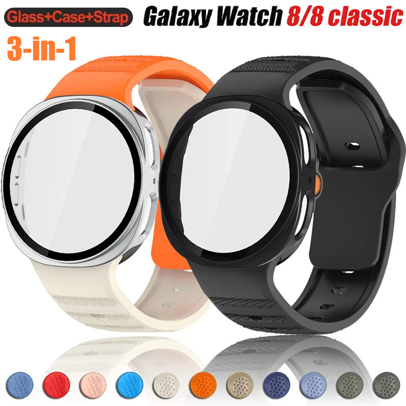2in1 กรณี + Band สําหรับ Samsung Galaxy Watch8 คลาสสิก 46 มม.Watch8 40 44 มม.หน้าจอป้องกันกรณีซิลิโคนสร้อยข้อมืออุปกรณ์เสริม