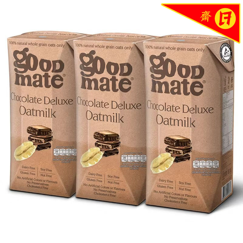 กู๊ดเมทน้ำนมโอ๊ตสูตรช็อกโกแลตดีลักซ์ 180มล. แพค 3 Goodmate Chocolate Deluxel Oat Milk 180ml. Pack 3 [8854761001217]
