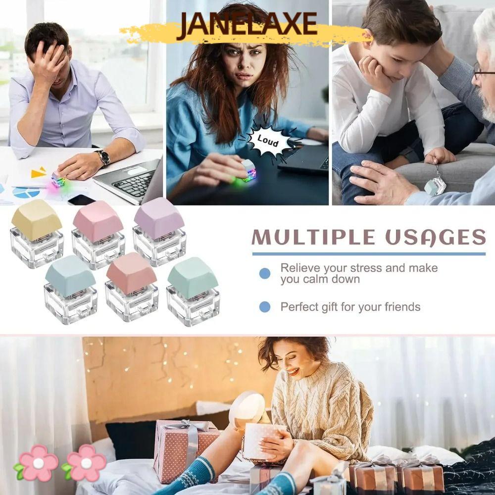 JANELAXE932JN พวงกุญแจ Fidget, คีย์บอร์ด DIY พร้อมไฟคีย์บอร์ดหมวก, ปุ่มผ่อนคลายความเครียดบรรเทาความเครียดบรรเทา Keycap Clicker ของเล่น