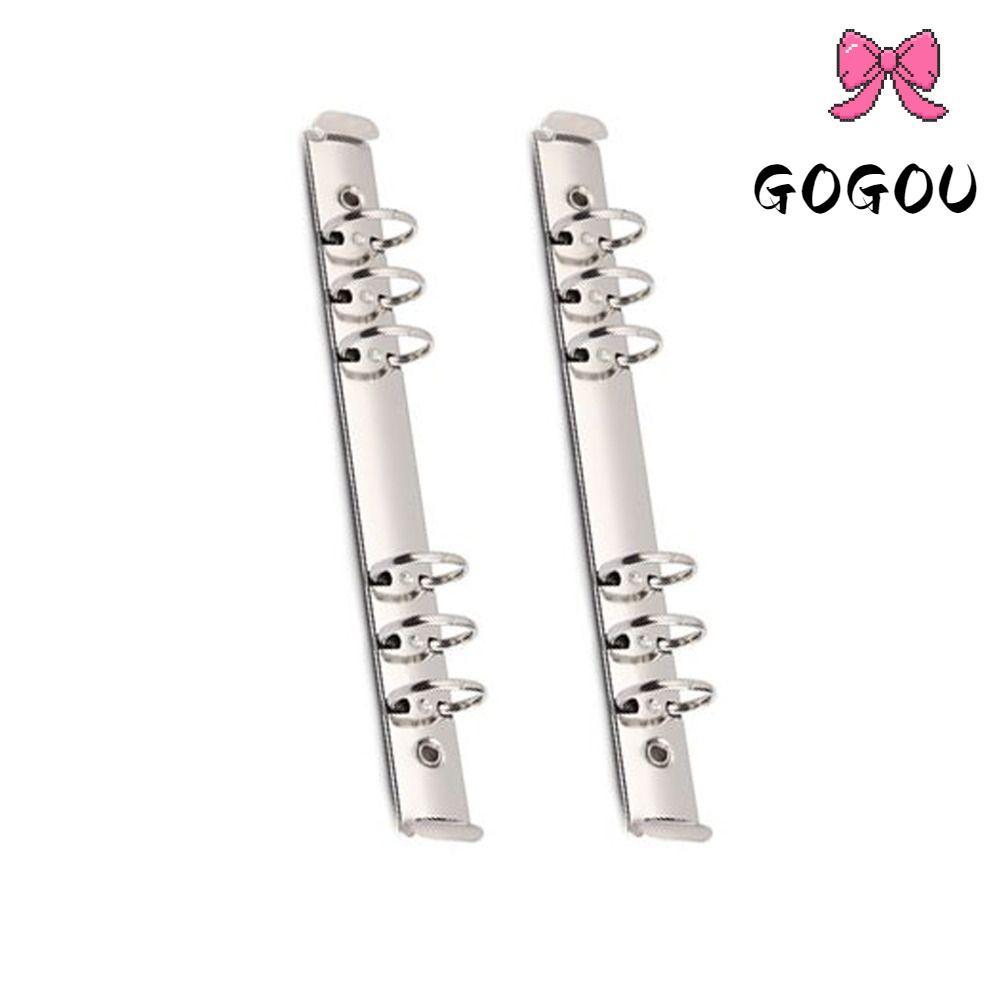 GOGOU 2PCS A5 Binder 6 แหวน, 6 หลุมแหวน 3 ซม.A5 Binder, 3 ซม.เส้นผ่านศูนย์กลางเงินสีโลหะคลิปโลหะเงิน