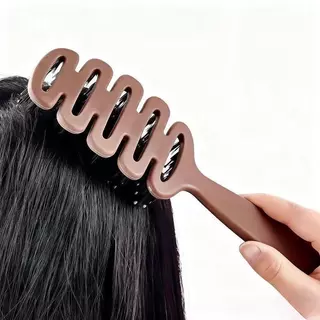 【ซื้อ 1 แถม 1】แปรงจัดแต่งทรงผมขนหมูป่าแท้ ช่วยลดอาการผมพันกัน พร้อมกับซีกหวีไนลอนนวดหนังศรีษะ