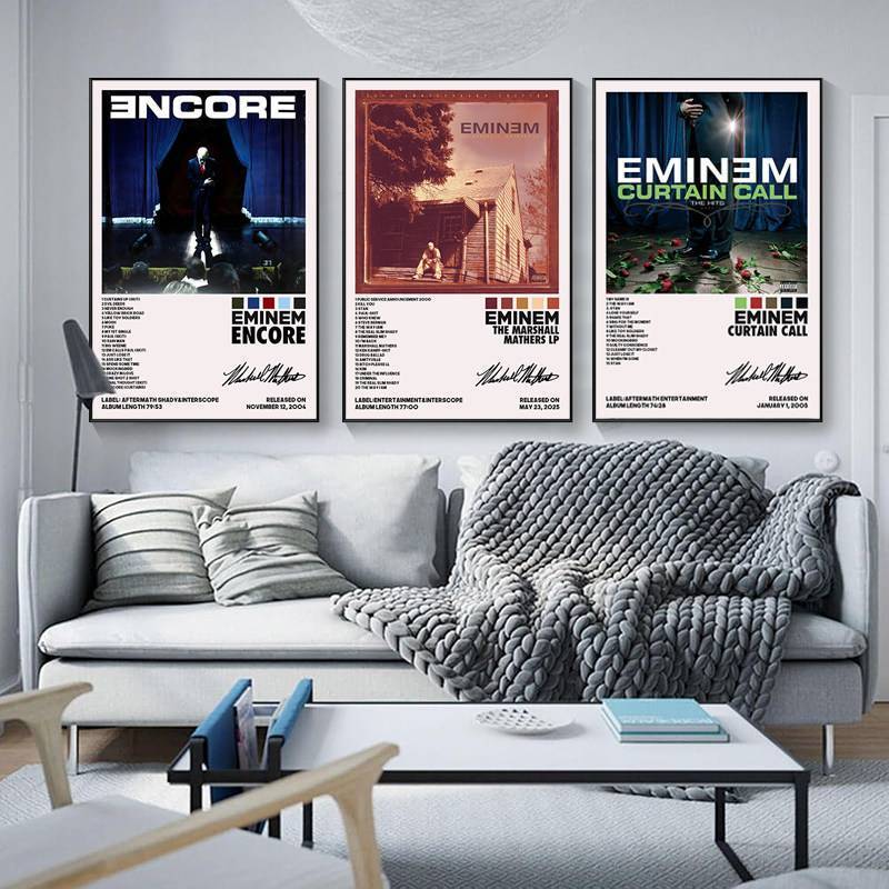 Eminem Rap God Hardcore Rap ผ้าใบโปสเตอร์ Frameless Wall Art ห้องนอนห้องนั่งเล่นตกแต่ง