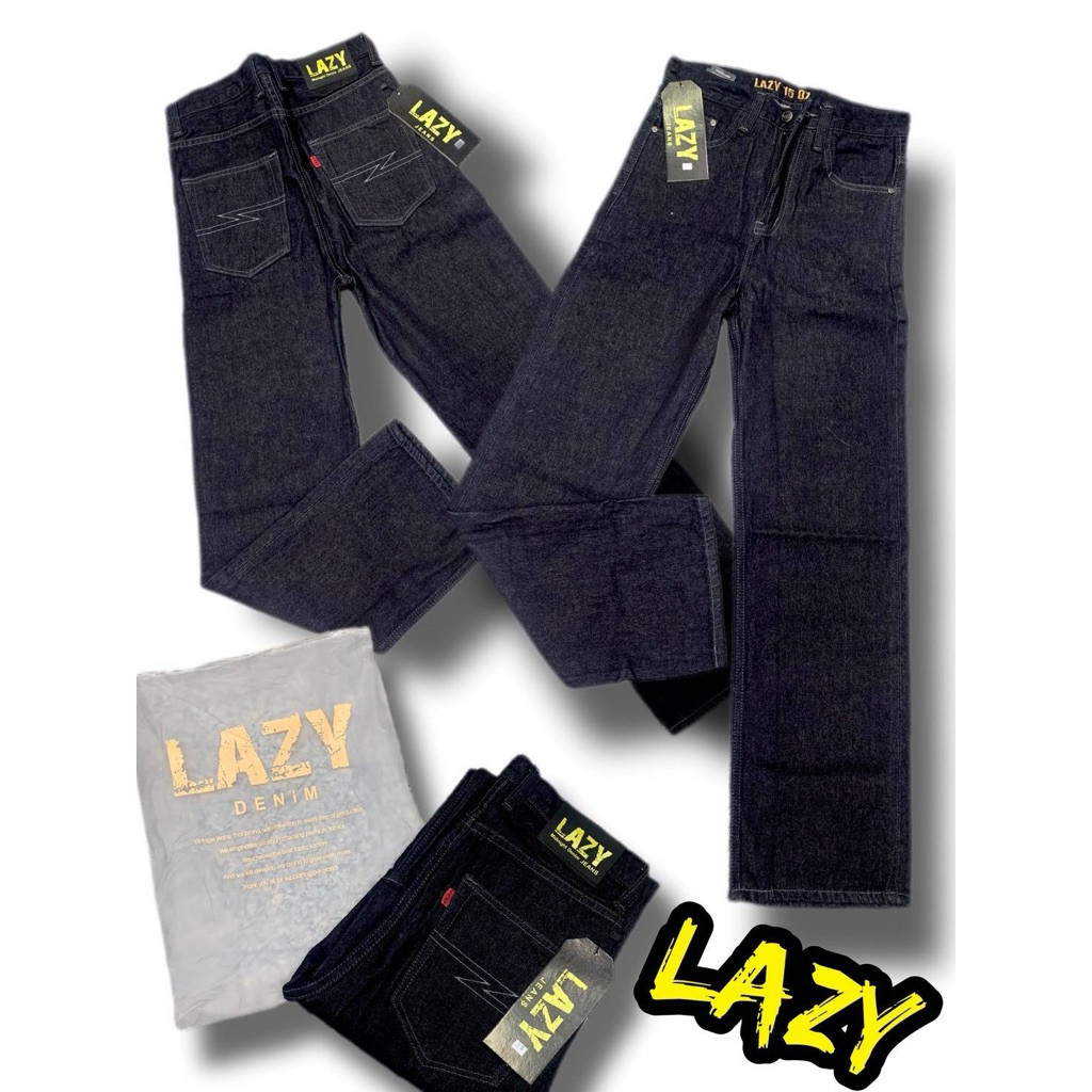 กางเกงยีนส์ LAZY ผ้าดิบ 14oz และ 16oz เอวสูง กระบอกใหญ่ ของแท้ 💯% ไซส์ 24-42