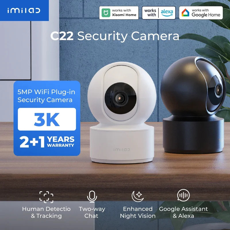 IMILAB C22 กล้องในร่มรักษาความปลอดภัย 3K - 360° ดูกล้องบ้านที่มีวิสัยทัศน์กลางคืนสีสําหรับทารก/สัตว์