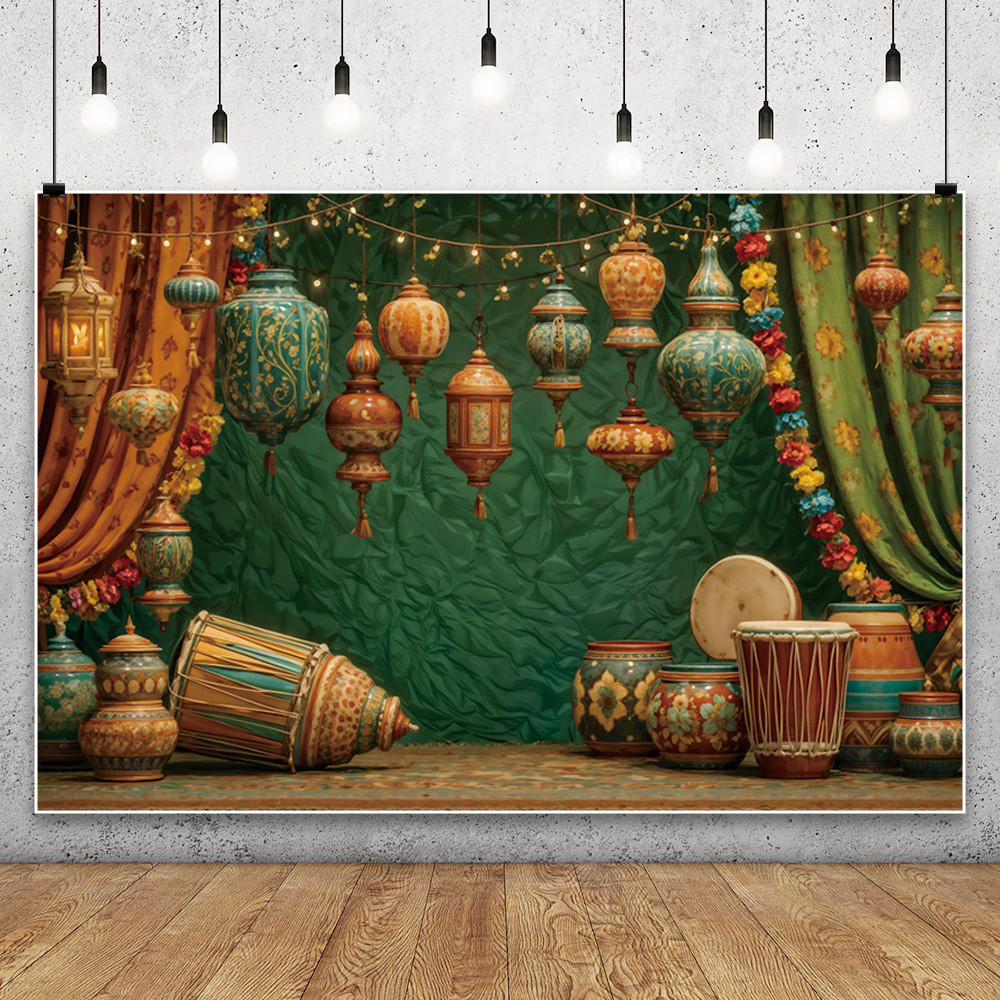 อินเดีย Diwali Puja ฉากหลังการถ่ายภาพพื้นหลังสําหรับเทศกาลแบบดั้งเดิมฉากหลัง Photo Booth Prop ตกแต่ง
