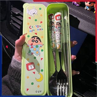 ชุดช้อนส้อมและส้อมสำหรับปิกนิก ลายเครยอน ชินจัง พร้อมกล่องเก…