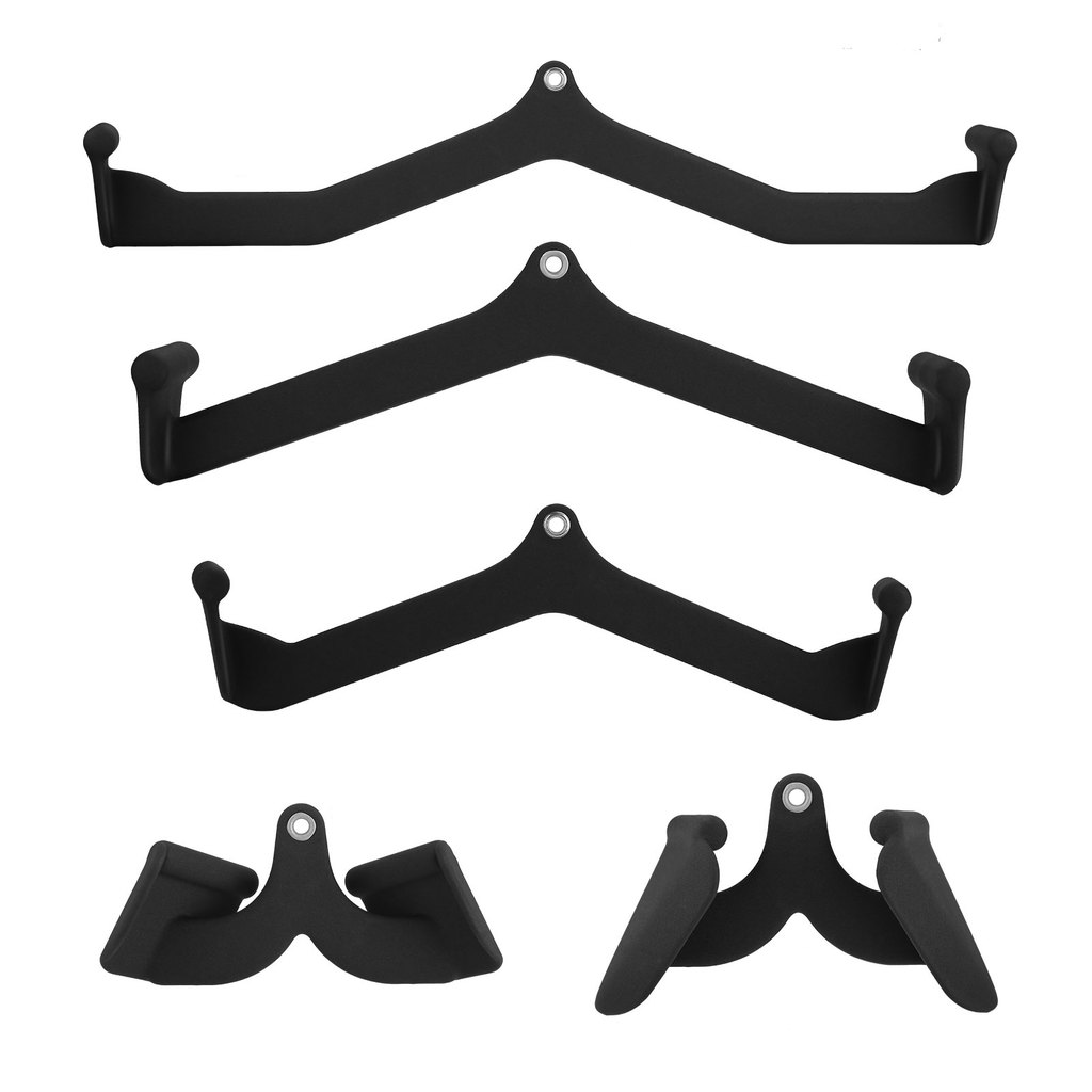 Home Gym Cable Machine Attachments V Bar T Bar Row Handle LAT Pull Down Back Muscle Training Set 5PC