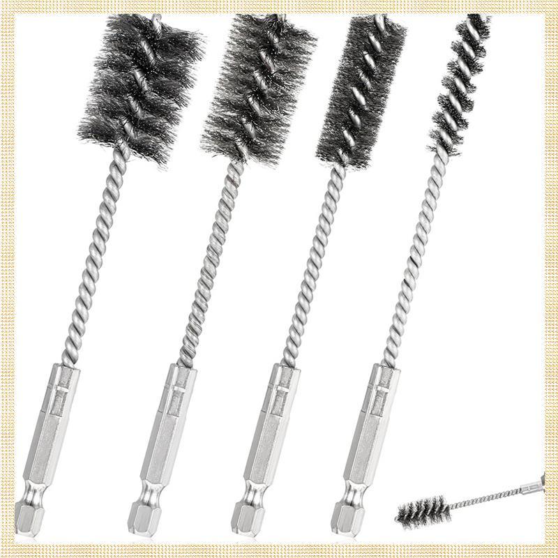 [1ejafnkblh.ph] 4 ชิ้นแปรงลวดสําหรับเจาะสแตนเลส Bore ชุดแปรง 3/8In 1/2In 3/4In 7/8In สําหรับพอร์ตเจา