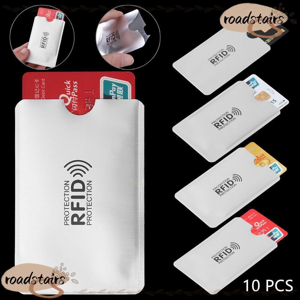 ROADSTAIRS แขนป้องกัน RFID 10 ชิ้น และกระเป๋าสตางค์ป้องกัน RFID ทำจากอลูมิเนียม