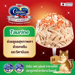 (ครึ่งลัง 24 ซอง) Ginno Premium Wet Cat Food กินโนะ อาหารเปียกแมว ไม่เติมเกลือ เนื้อแน่น ขนาด 60g