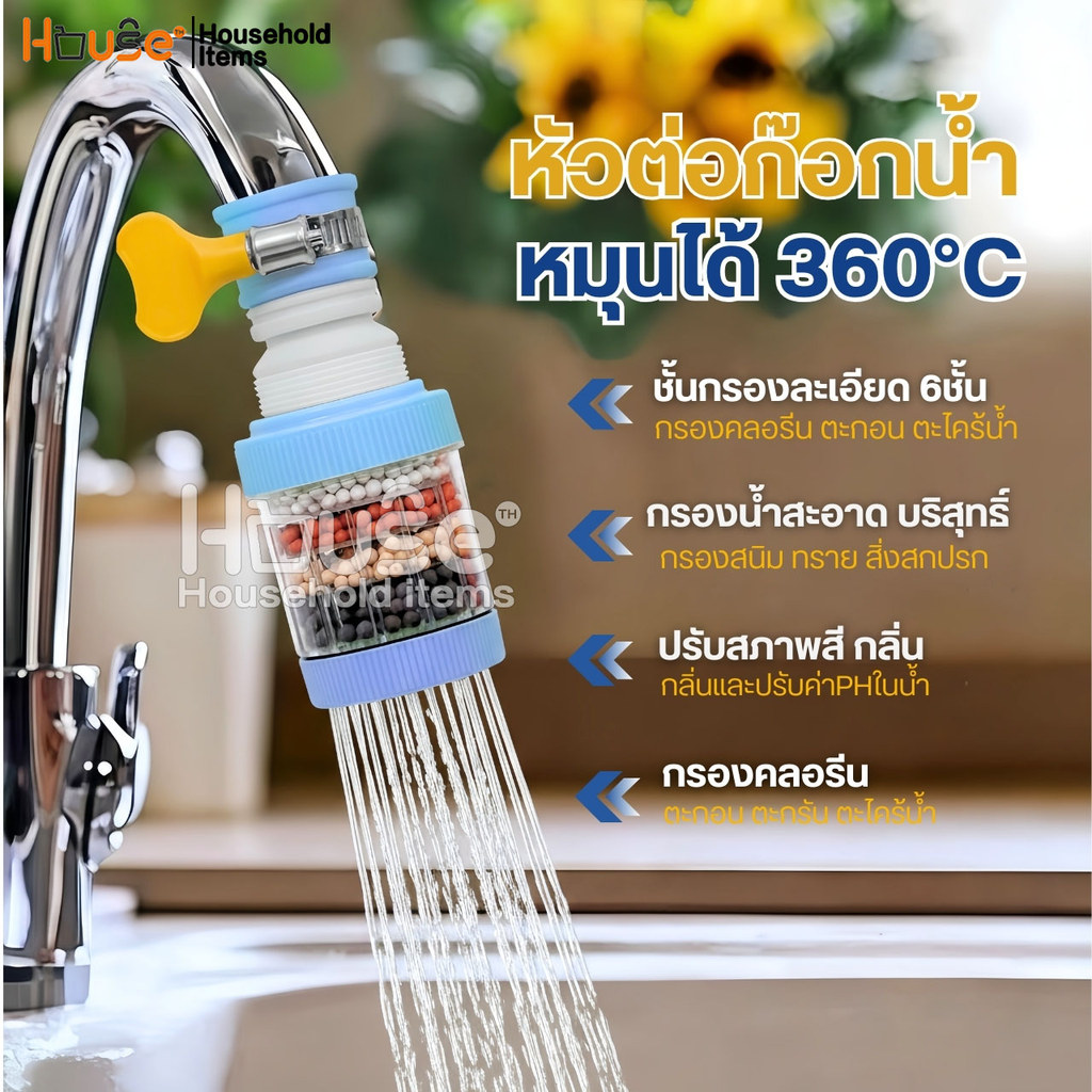 พร้อมส่งหัวต่อก๊อกน้ำ หัวต่อกันน้ำกระเด็น ก๊อกต่อหมุนได้ 360 องศา หัวกรองน้ำ ก๊อกกรองน้ำ