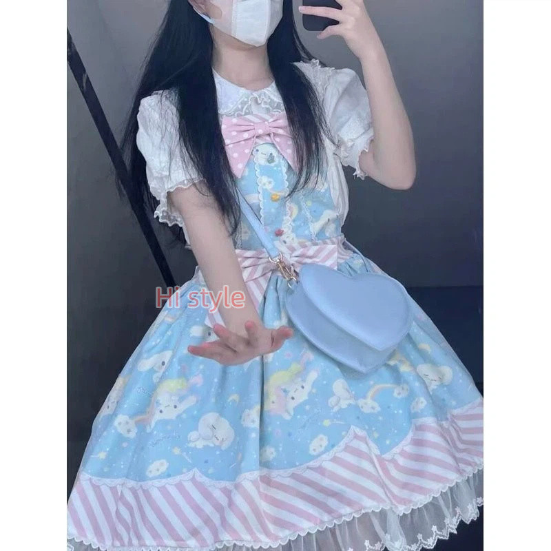 Lolita Dress Sanrio Kuromi Big-Eared Dog Melody Dress jsk Suspender Dress