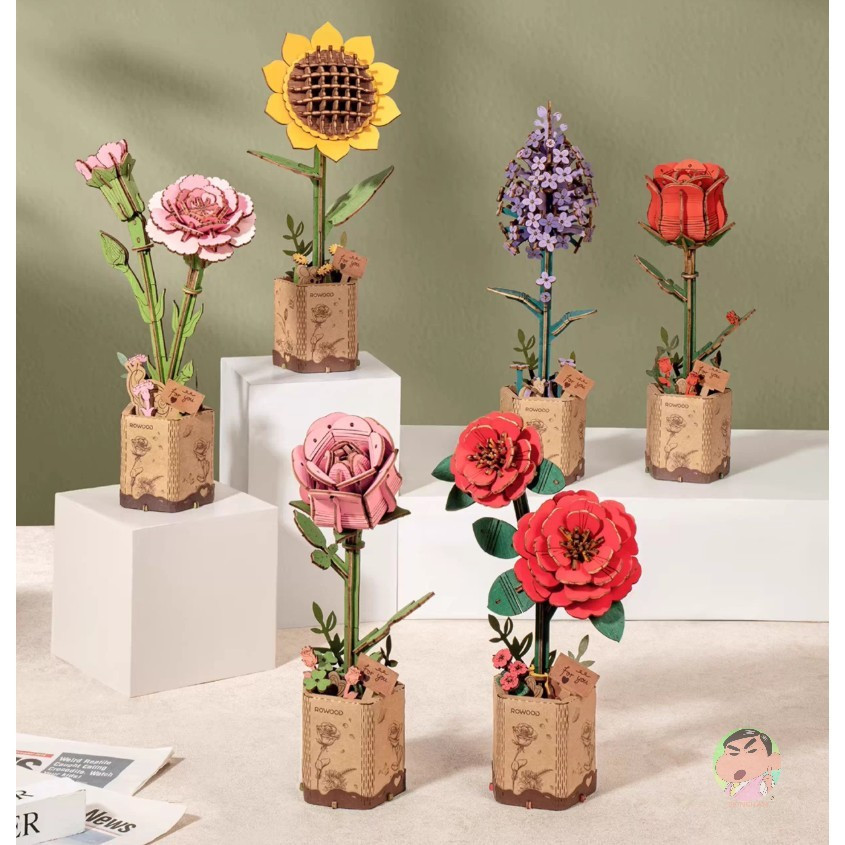 (🔵PRE-ORDER)Rowood DIY Wooden Flower Bouquet 3D Wooden Puzzle Model Kit