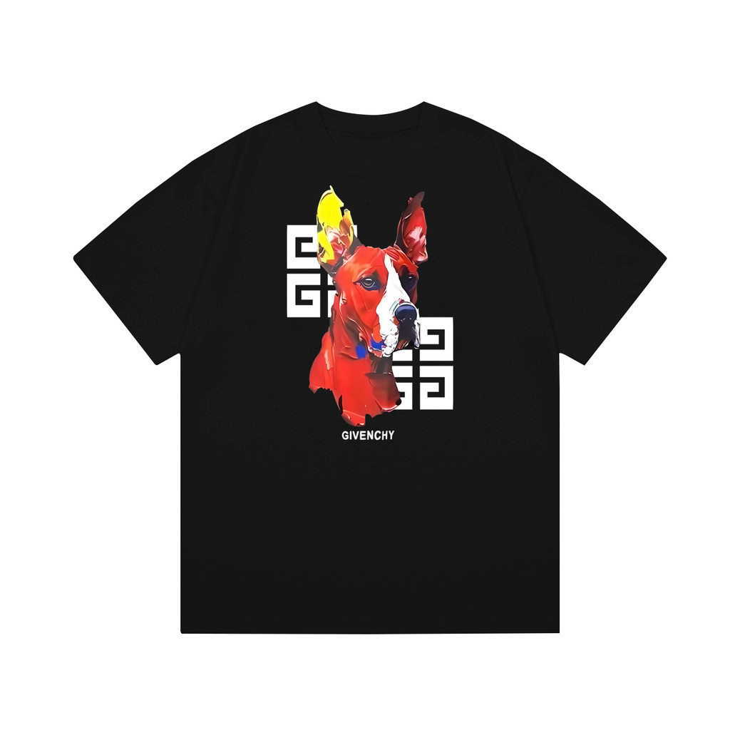 GIVENCHY/GIVENCHY 2026 ต้นฤดูใบไม้ผลิสไตล์ใหม่เสื้อยืดแขนสั้นผู้ชายผู้หญิงคู่สไตล์สีทึบรอบคอ Slim-fi