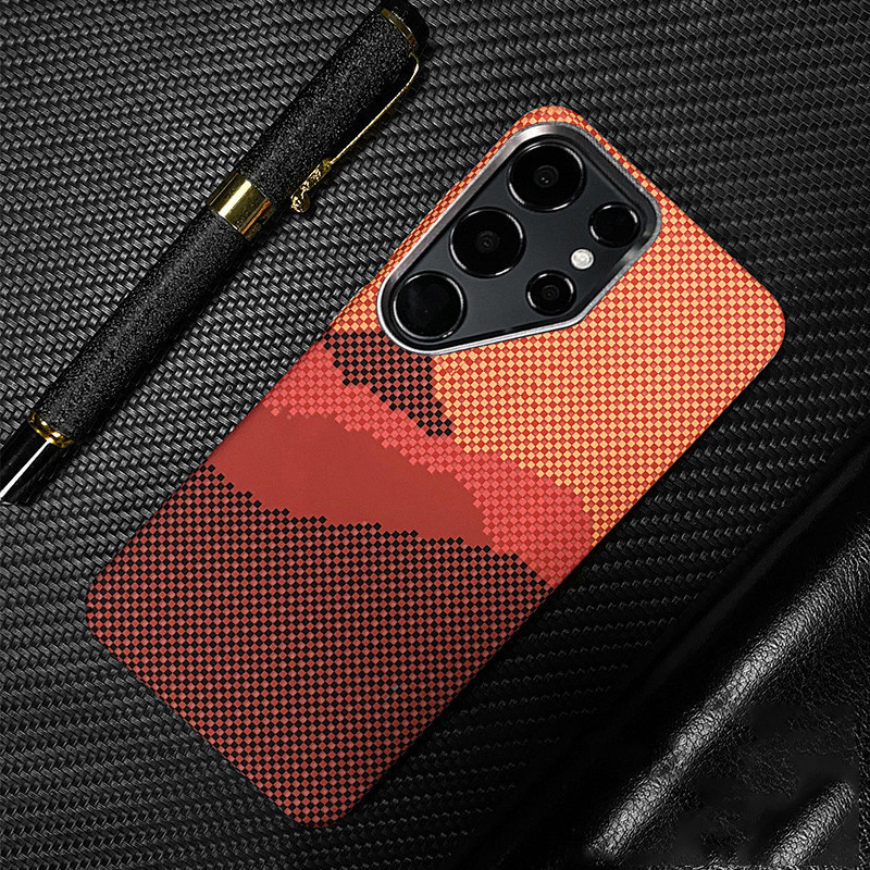 ใหม่สําหรับเคสโทรศัพท์ Samsung Galaxy S26Ultra S25Ultra เคสเรืองแสงพร้อมลายเคฟล่าแม่เหล็กในตัว S26+ เชลล์