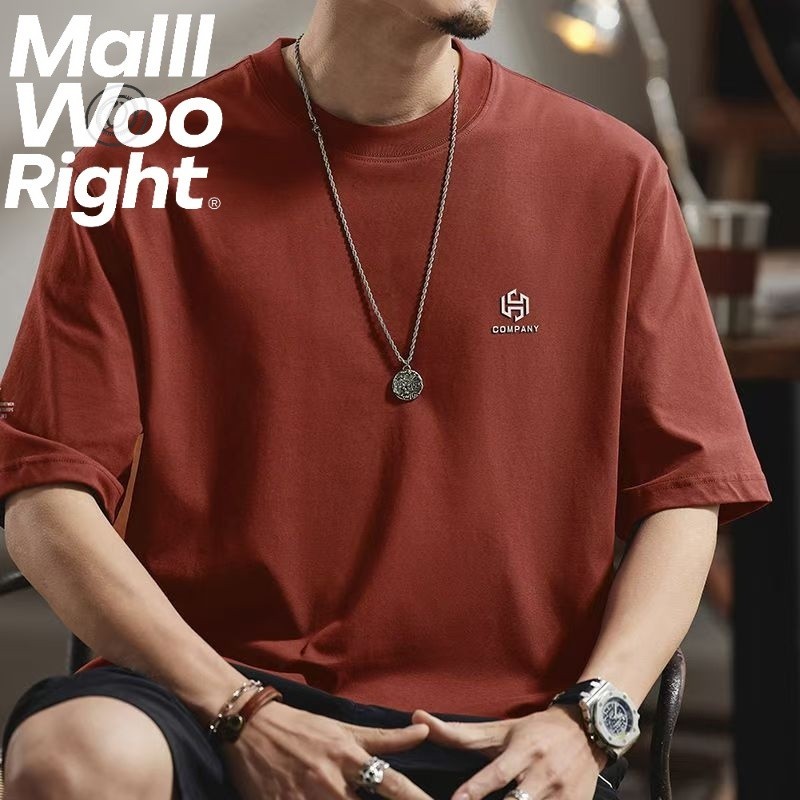 (จัดส่งตลอด 24 ชั่วโมง)Woo Right ผ้าคอตตอน100% เสื้อยืดผ้าฟอก oversize เสื้อคู่ลำลองทรงพิมพ์ล12