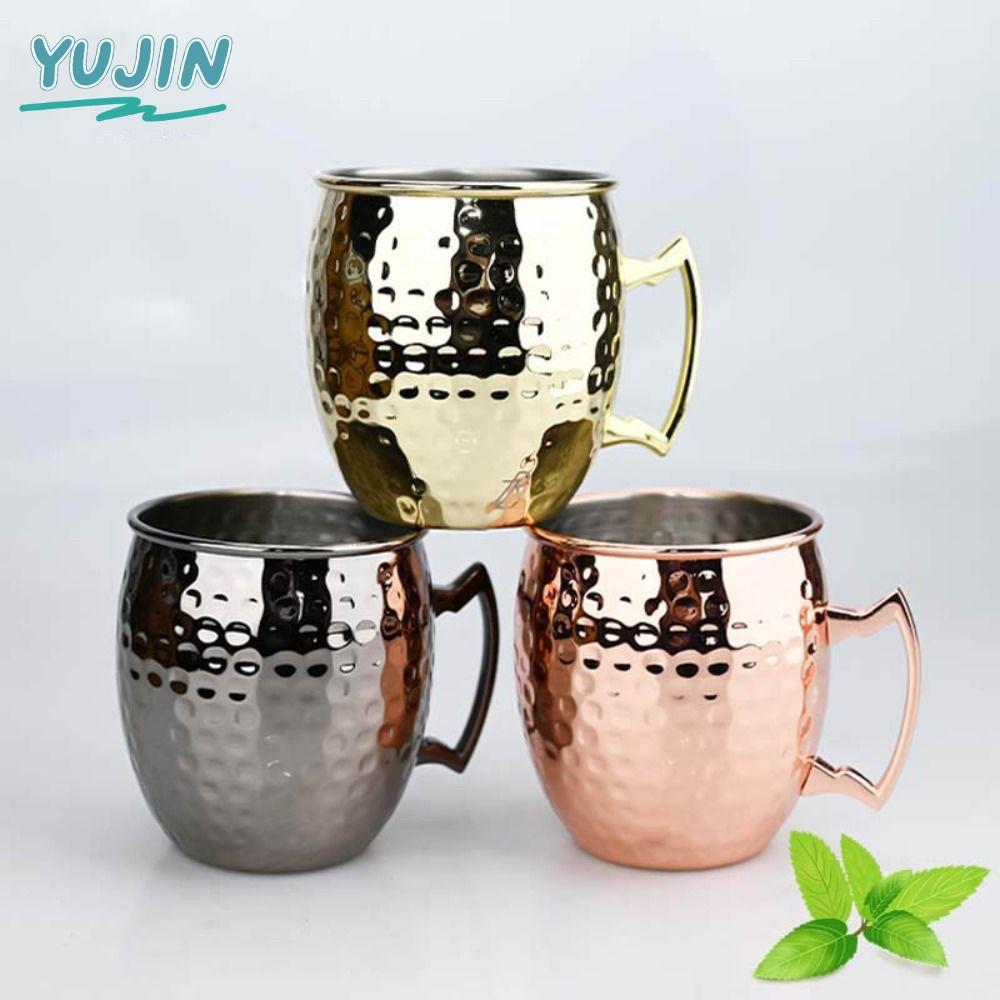 YUJIN ถ้วยแก้ว, Handcrafted Moscow Mule ค้อนถ้วยจุด,ที่แข็งแกร่ง Riveted จับแปรงลักษณะหนา Smooth Mos