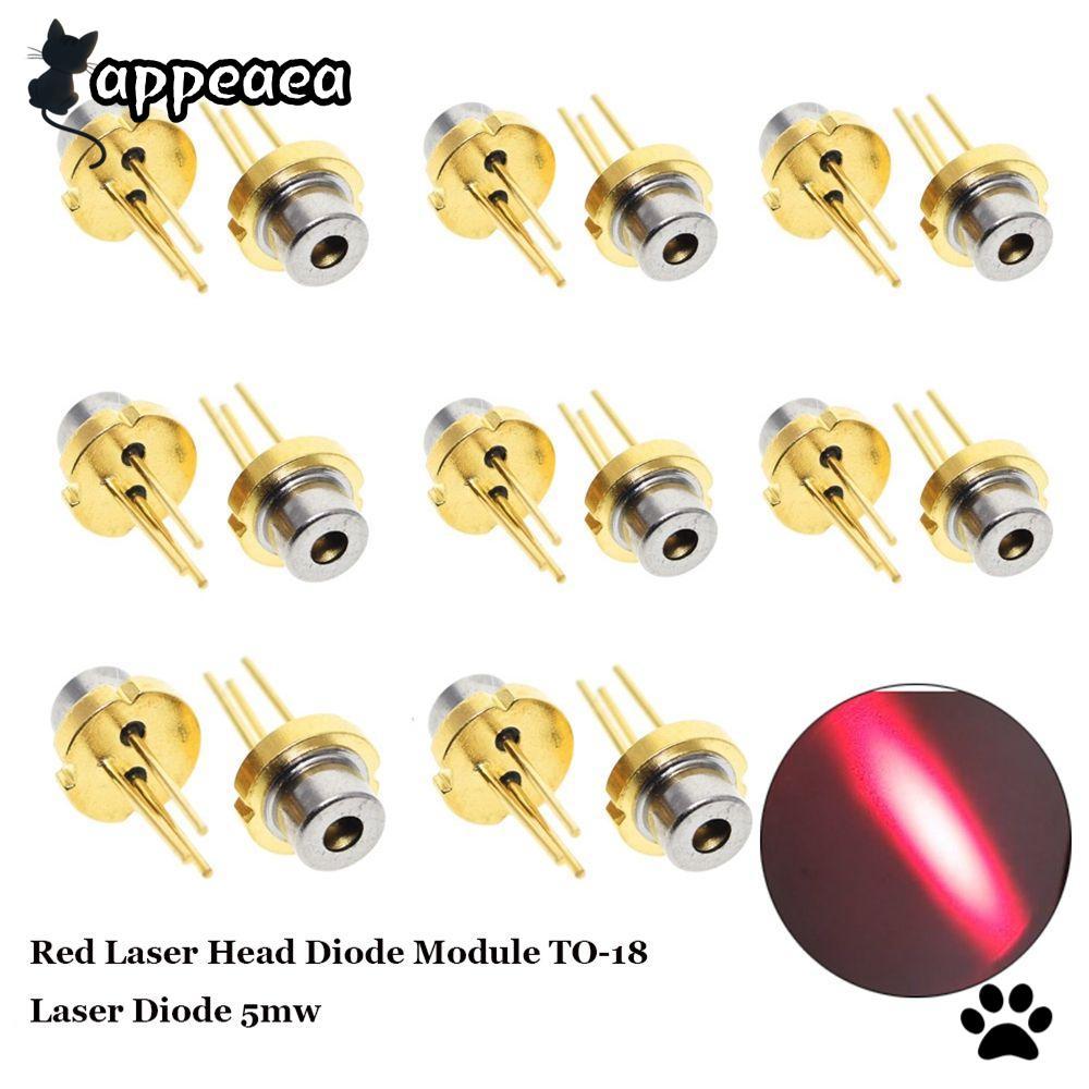 APPEAEA 1/2/5/10 ชิ้นหัวเลเซอร์สีแดง 650nm 2.2V DIY Lab 5mw TO-18 เลเซอร์ไดโอด