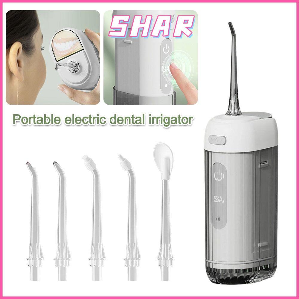 SHAR ไหมขัดฟันน้ํา, การดูแลเหงือก 3 โหมดไหมขัดฟันเจ็ทน้ํา, ชาร์จ USB 200ml 5 อุปกรณ์ทําความสะอาดฟันป