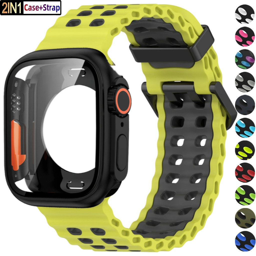 2-IN-1 กรณี + กีฬาสายรัดซิลิโคนสําหรับ Apple Watch 46 มม.42 มม.45 มม.44 มม.40 มม.41 มม.IWatch Series 11 10 SE3 9 8 7 se 6 5 4 – โปรปัง