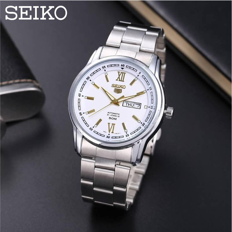 ไซโก้ เบอร์ 5 Series Classic Men Watch กันน้ําควอตซ์ปฏิทินคู่นาฬิกาผู้ชายที่มีอยู่