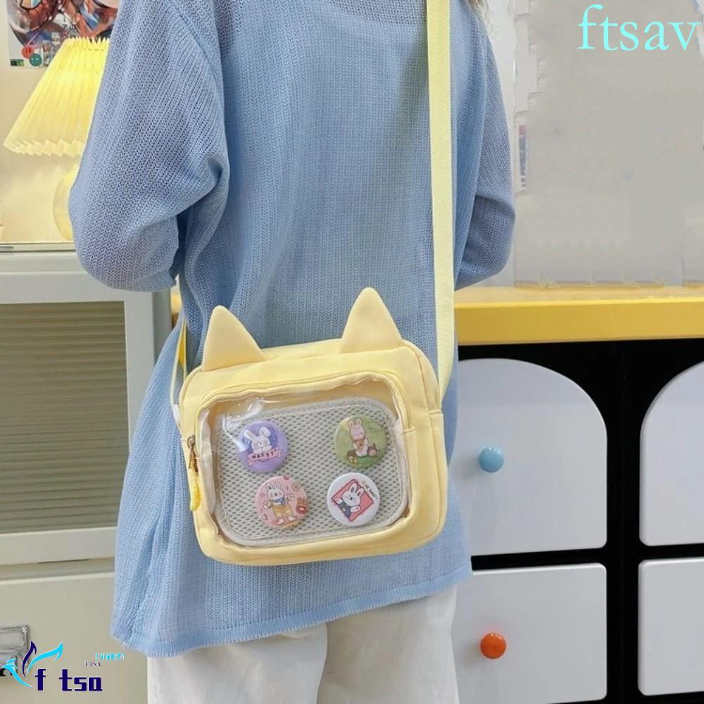 Itabag ญี่ปุ่น Y2K JK พร้อมสายคล้องข้อมือ กระเป๋าสะพายหนังไนลอนสไตล์ Harajuku Lolita