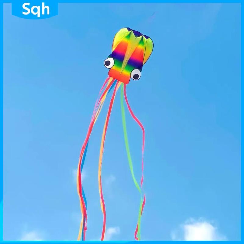 Bri 1 ชุด Giant Soft Kites สําหรับผู้ใหญ่ของเล่นกลางแจ้ง Rainbow สี 3D Octopus Soft Kite 4 M Giant Kite 100 M ยางสาย ywr