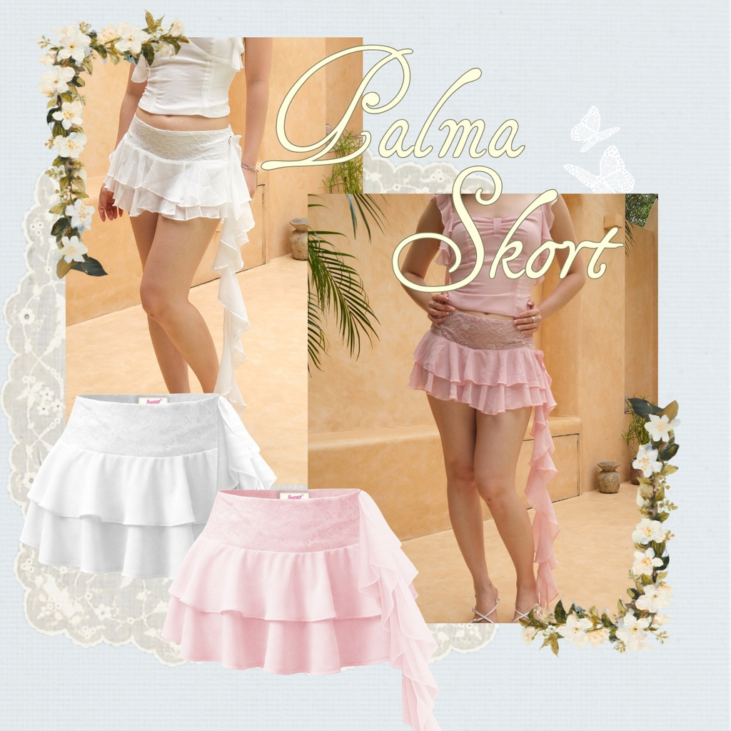 เธอใส่ Sugar x Isabella – Palma Skort | ผู้หญิง Skort ผู้หญิงกระโปรงกางเกง Ruffle กระโปรงผู้หญิง Min