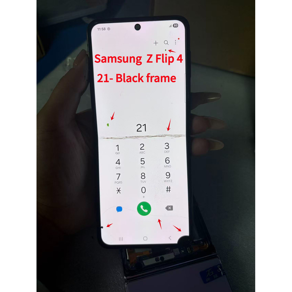 สําหรับ Samsung Z Flip4 5G F721 ข้อบกพร่อง LCD Touch Screen Assembly สําหรับ z flip4 SM-F721U F721B 
