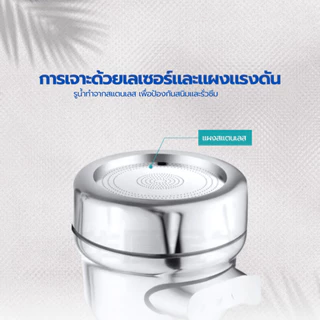 GlobalHouse Iris หัวต่อก๊อกน้ำ 3 ระดับ รุ่น MUF01 ขนาด 5.2x5.2x17ซม. สีเงิน
