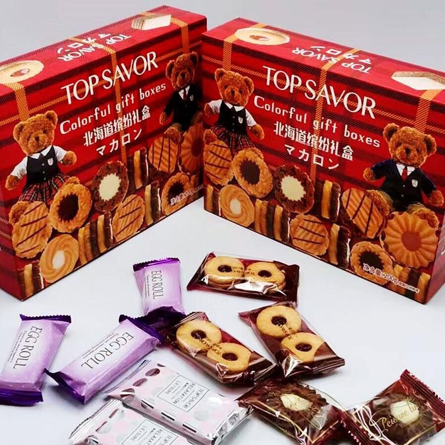 Golden Language Hokkaido กล่องของขวัญสีสันสดใส 200g คุกกี้ชนิดบรรจุกล่องบิสกิต Jam Sandwich Biscuits