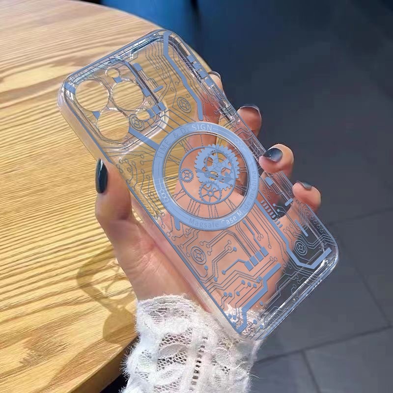 🔥สินค้าพร้อมส่ง! ⚙️เคสวงจรอิเล็กทรอนิกส์สไตล์เทค เคส iPhone17 16 15 Pro Max 14 13 12 11 XS 8 7 เคสเกียร์สไตล์Insเคสใสสไต