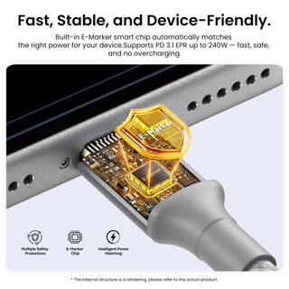 Vention สายชาร์จแม่เหล็ก USB-C 240W PD3.1 PPS ชาร์จเร็วพิเศษ ชิป E-Marker ของแท้ สายถักทนทาน ไม่พันกัน เก็บสะดวก รองรับ iPhone 17 และ MacBook ทุกรุ่น