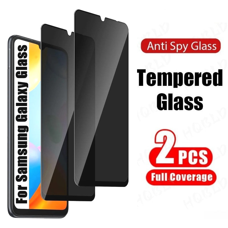SAMSUNG 2PCS กระจกนิรภัยความเป็นส่วนตัวสีดําขอบฟิล์มสําหรับSamsung Galaxy F15 F14 F12 F07 F06 F05 F0