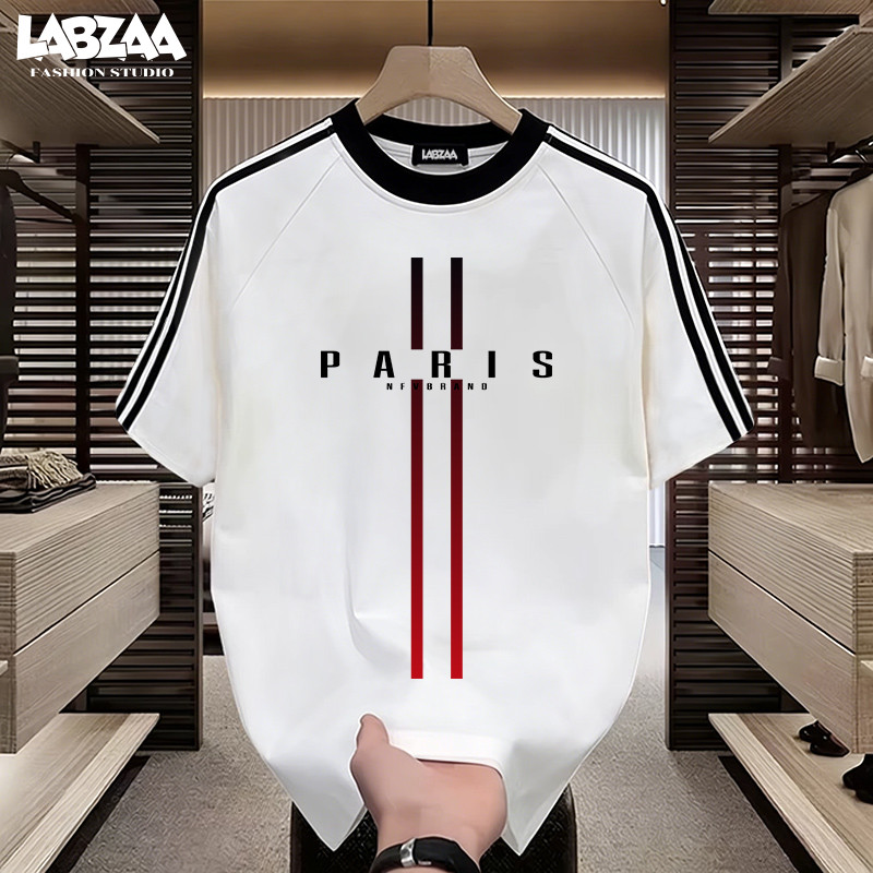 LABZAA เสื้อยืดแขนสั้นคอกลม วินเทจฟอกน้ำ Oversized ลวดลายแฟชั่น ระบายอากาศ ผ้าฝ้าย 100% YG2770