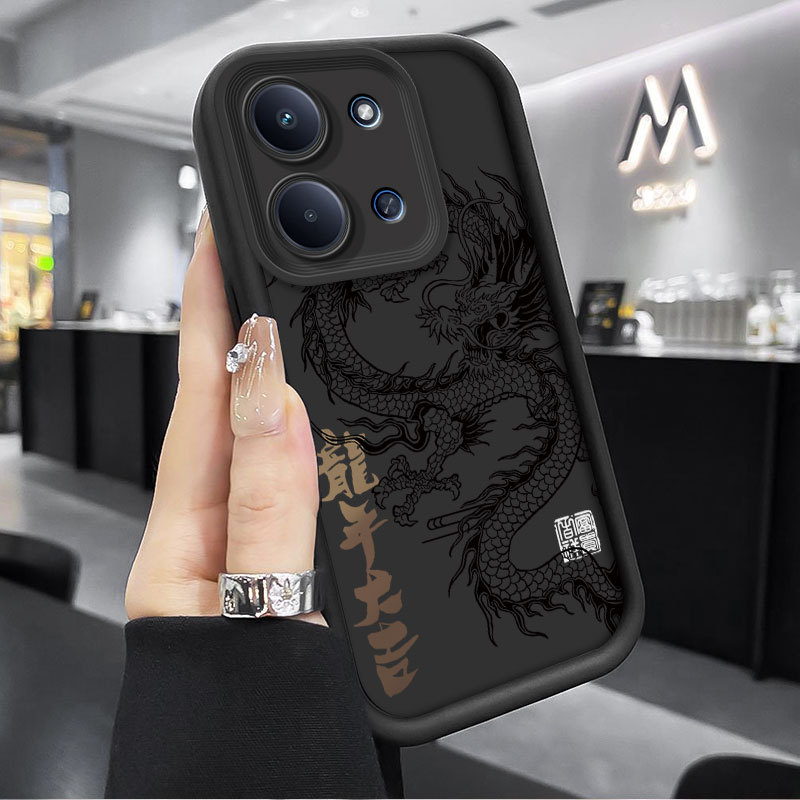 ปลอกสําหรับ Redmi 15C 4G (171.5 มม.) กรณี Redmi 15C 5G (173.2 มม.) Redmi15C อินเทรนด์ Matte Lucky Dragon Line Art Design เคสโทรศัพท์ Matte กล้องป้องกัน Anti-drop ฝาครอบซิลิโคนอ่อนนุ่ม